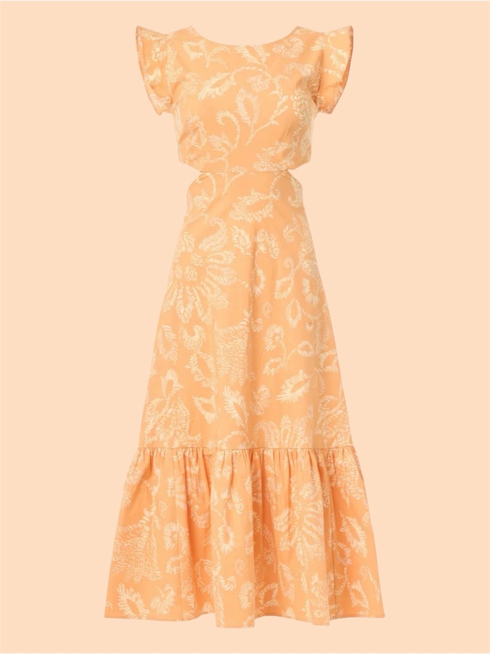 Marissa Webb x RTR Orange and White Flutter Sleeve Midi Dress - Picture 9 of 9